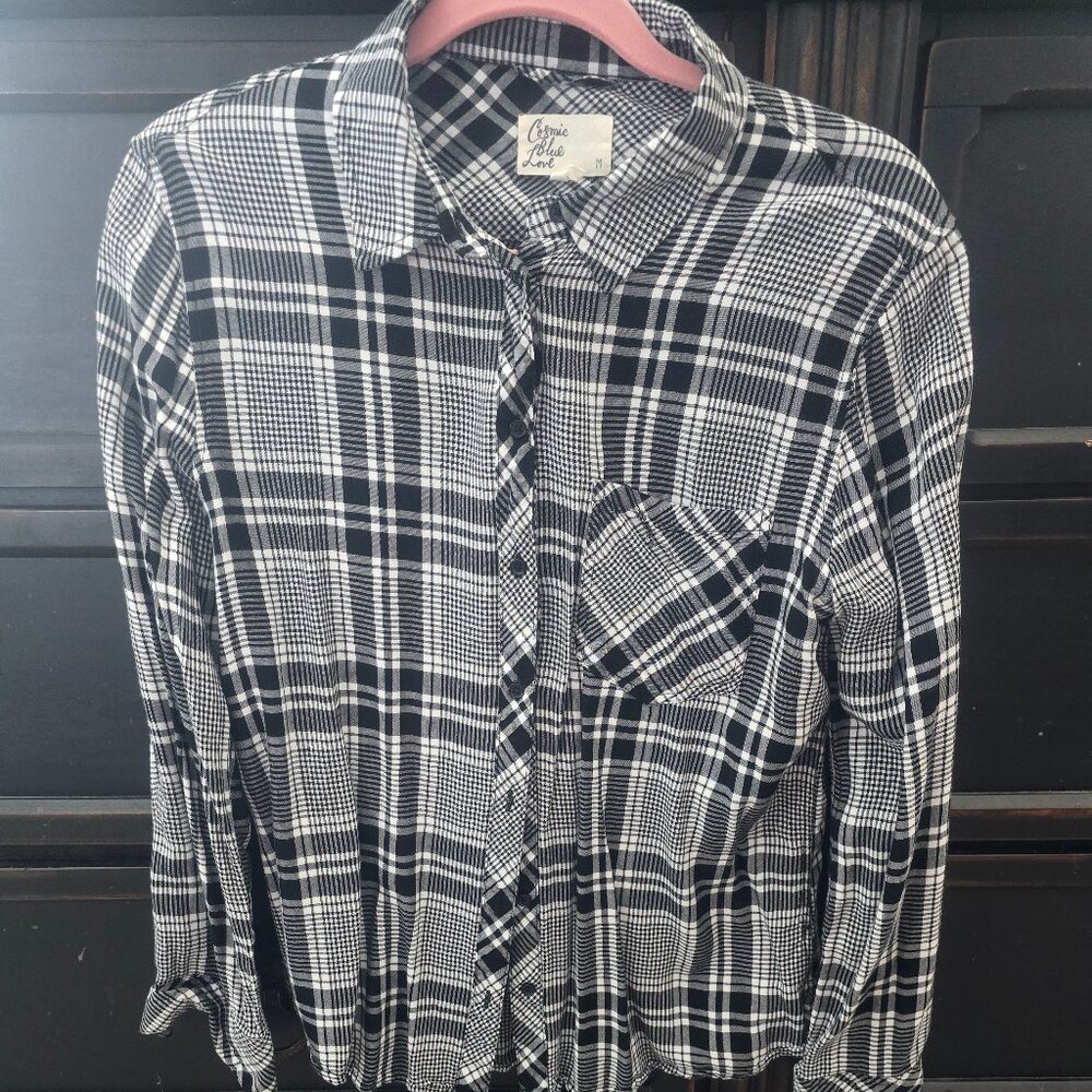 Black and white long sleeve button up